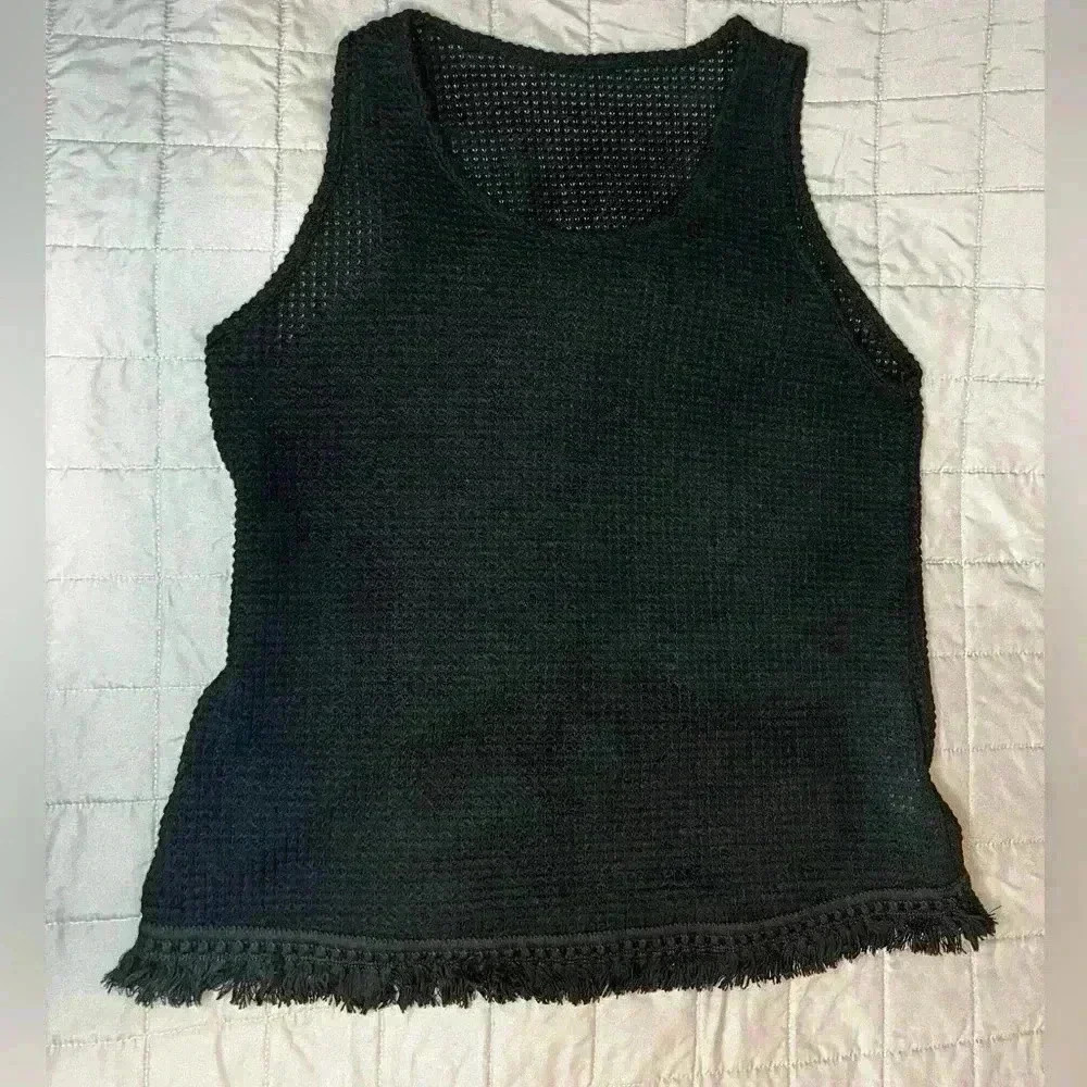 SHEIN Set Lune Tank Top And Fringe Trim Shorts Color Black Size Large - Picture 4 of 9